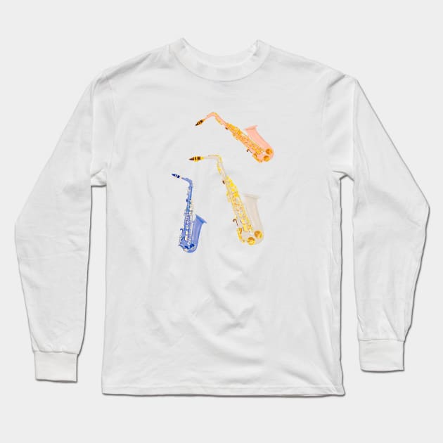 3 saxophones Long Sleeve T-Shirt by Mimie20